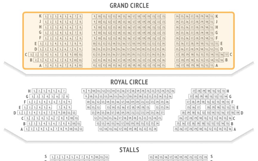 london theatre seating plans - upper circle