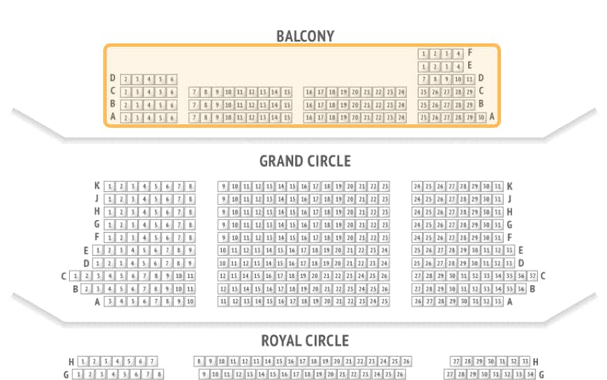london theatre seating plans - balcony