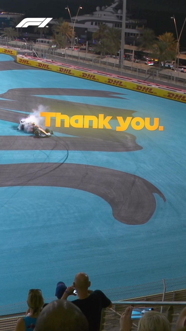Danny Ric bags himself a P9 finish on his final outing for @mclaren 🧡 
 And serves up some donuts as a bonus! 🍩 
 #F1 #Formula1 #AbuDhabiGP
