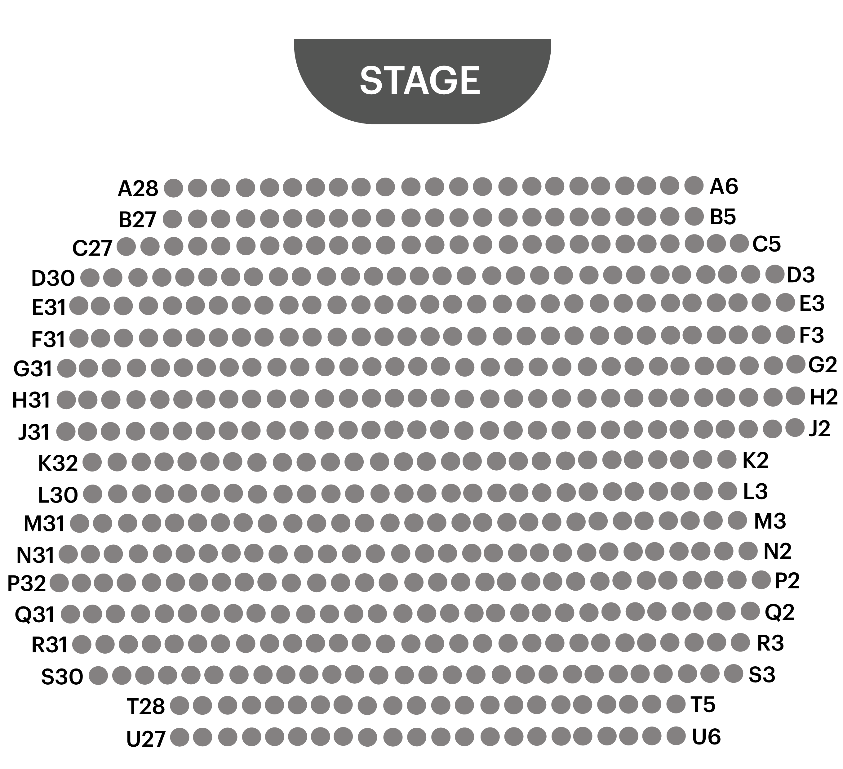 Gorge Seating Chart Seat Numbers