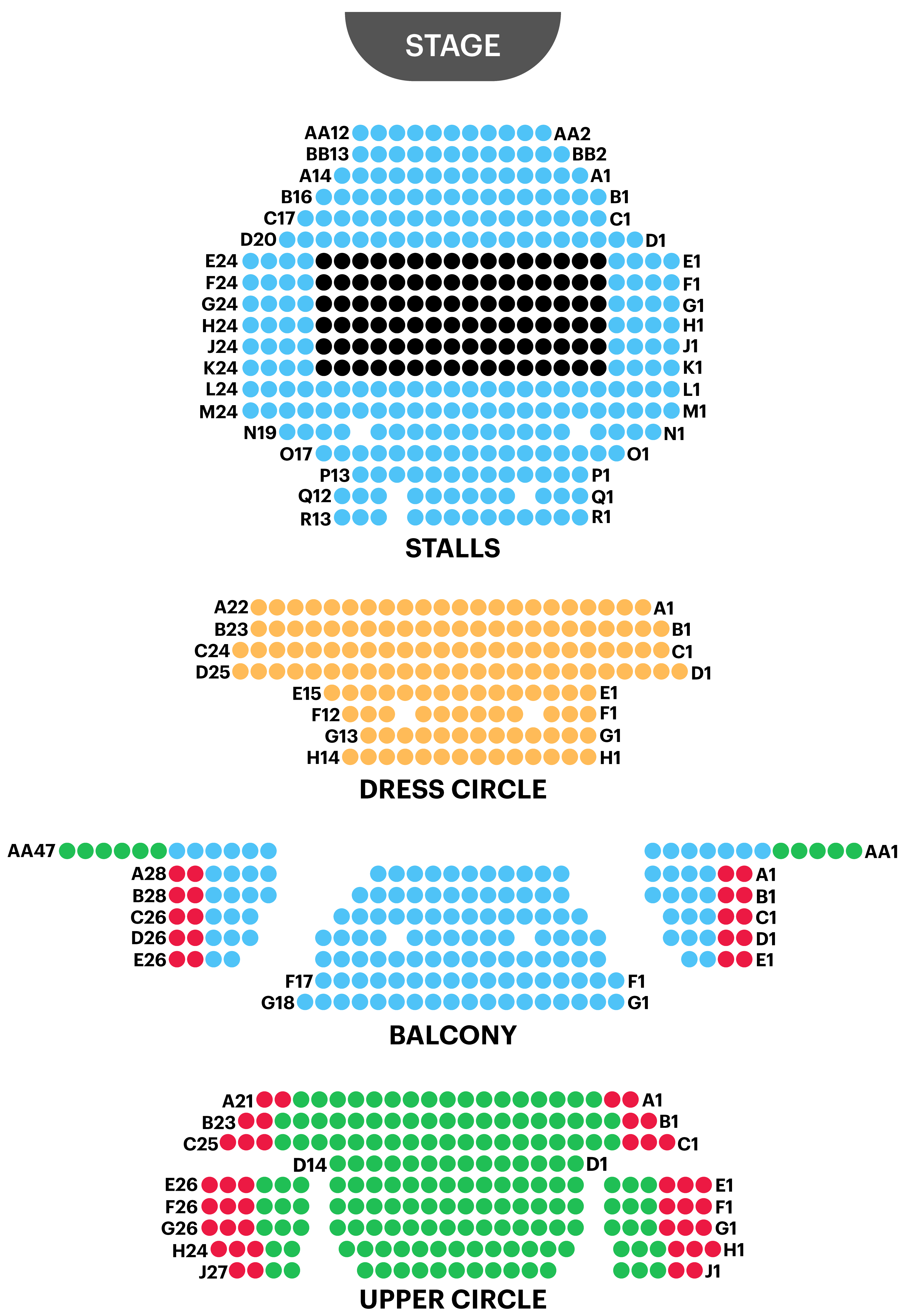 Plaza Theatre Seat Map