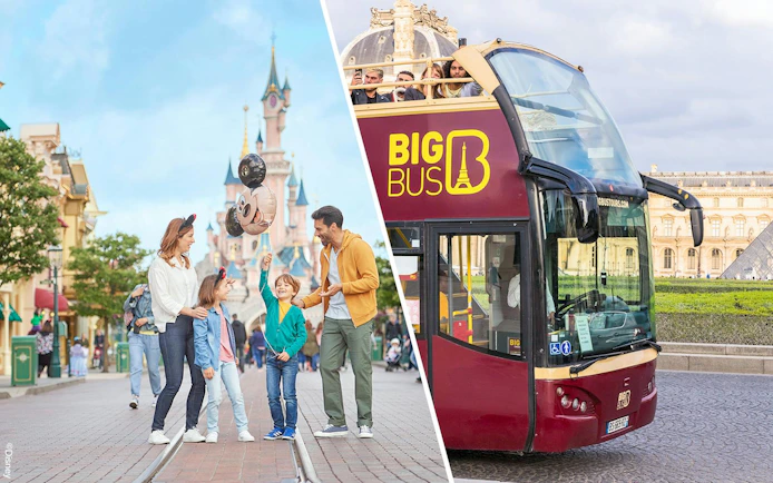 Combo (Save 14%): Disneyland® Paris 1-Day Tickets + Paris Hop-On Hop-Off Bus Tour