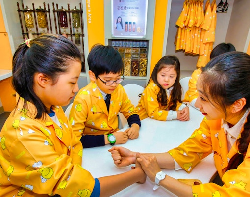 Children participating in an activity at Kidzania Seoul.