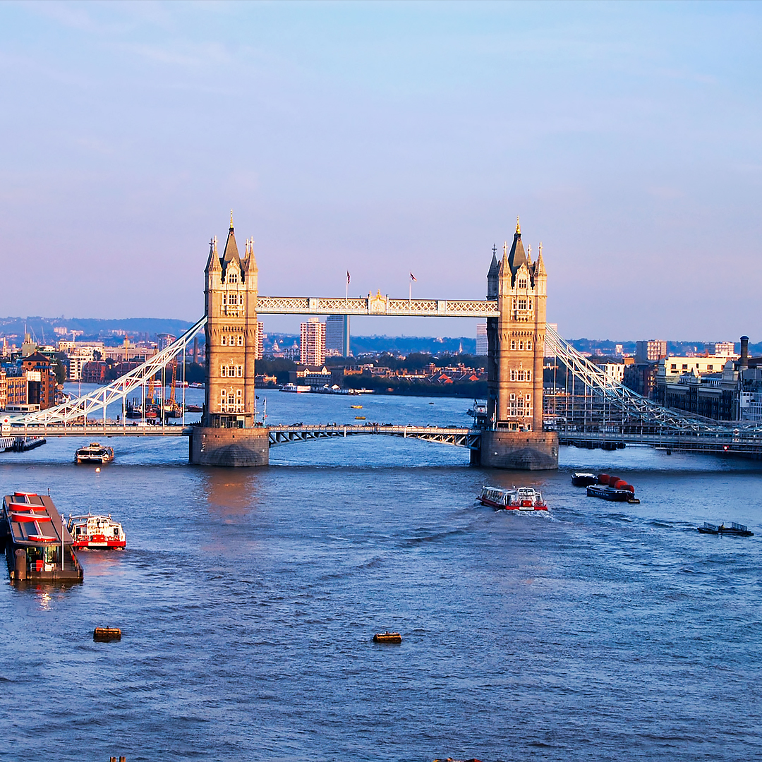Tower Bridge over the River Thames in London during a city tour.