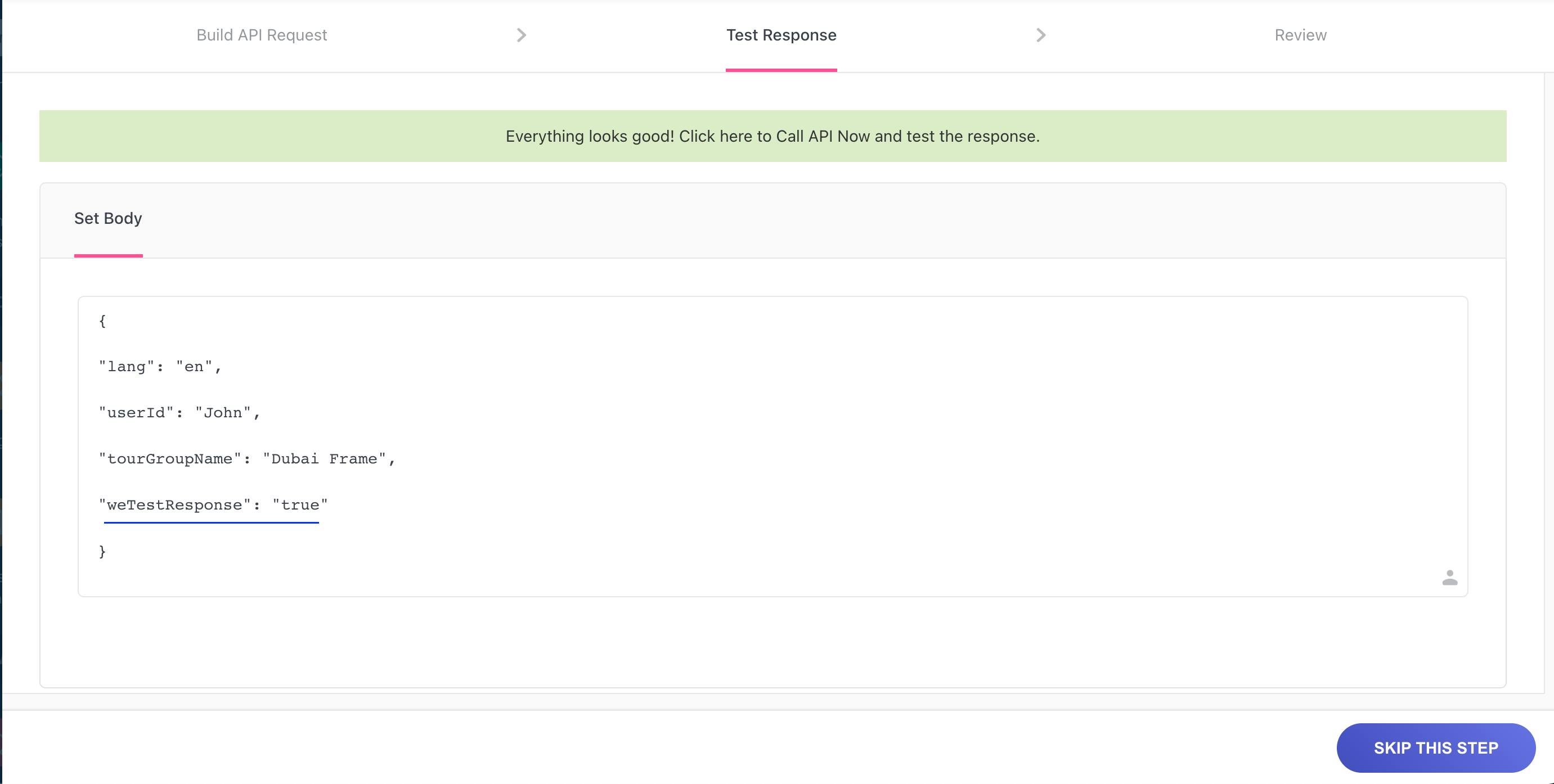 WebEngage Test API response