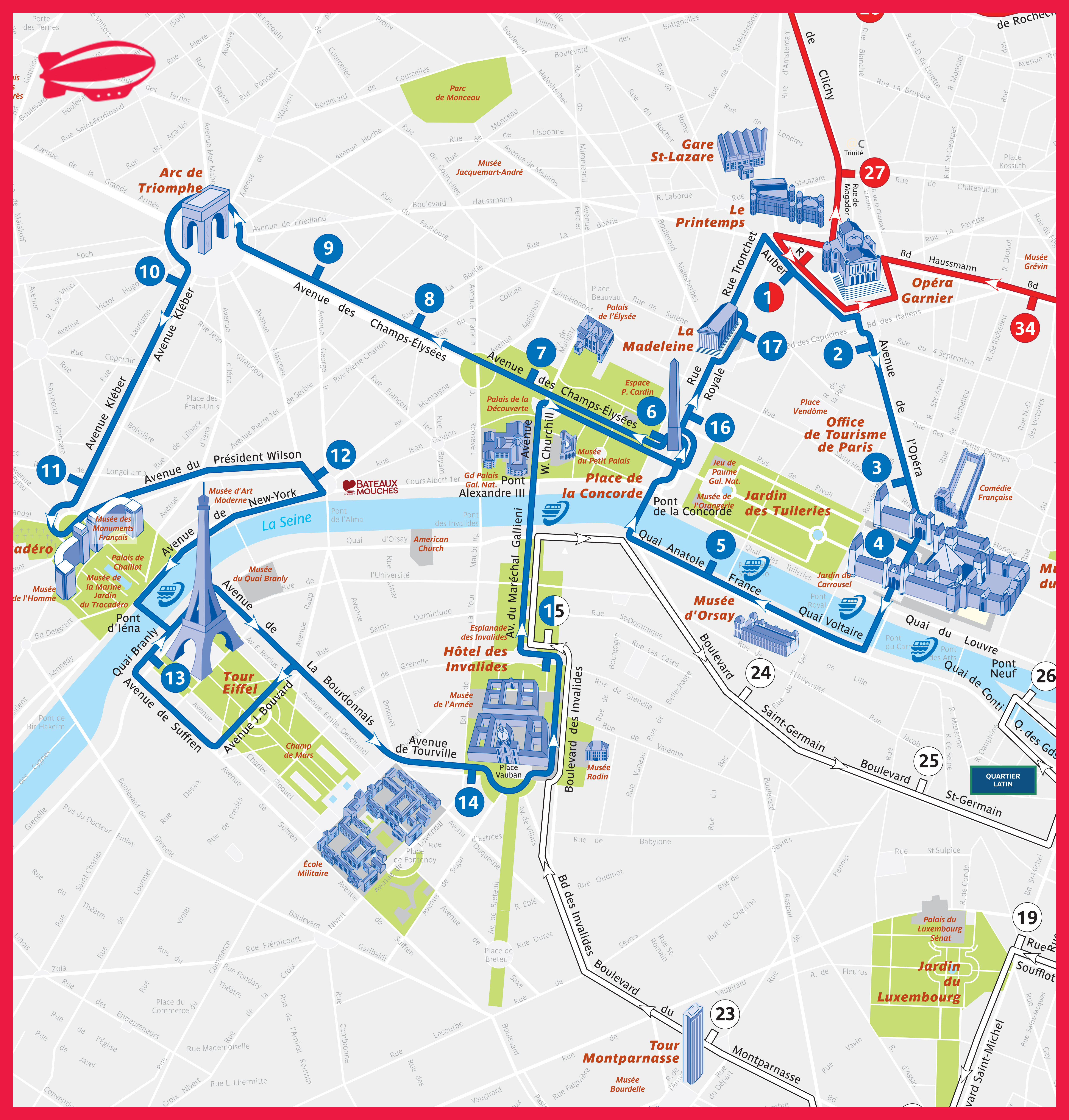 Open Tour Paris Hop On Hop Off Stadtrundfahrt Durch Paris 1 2 Oder 3   Paris Blue Line 